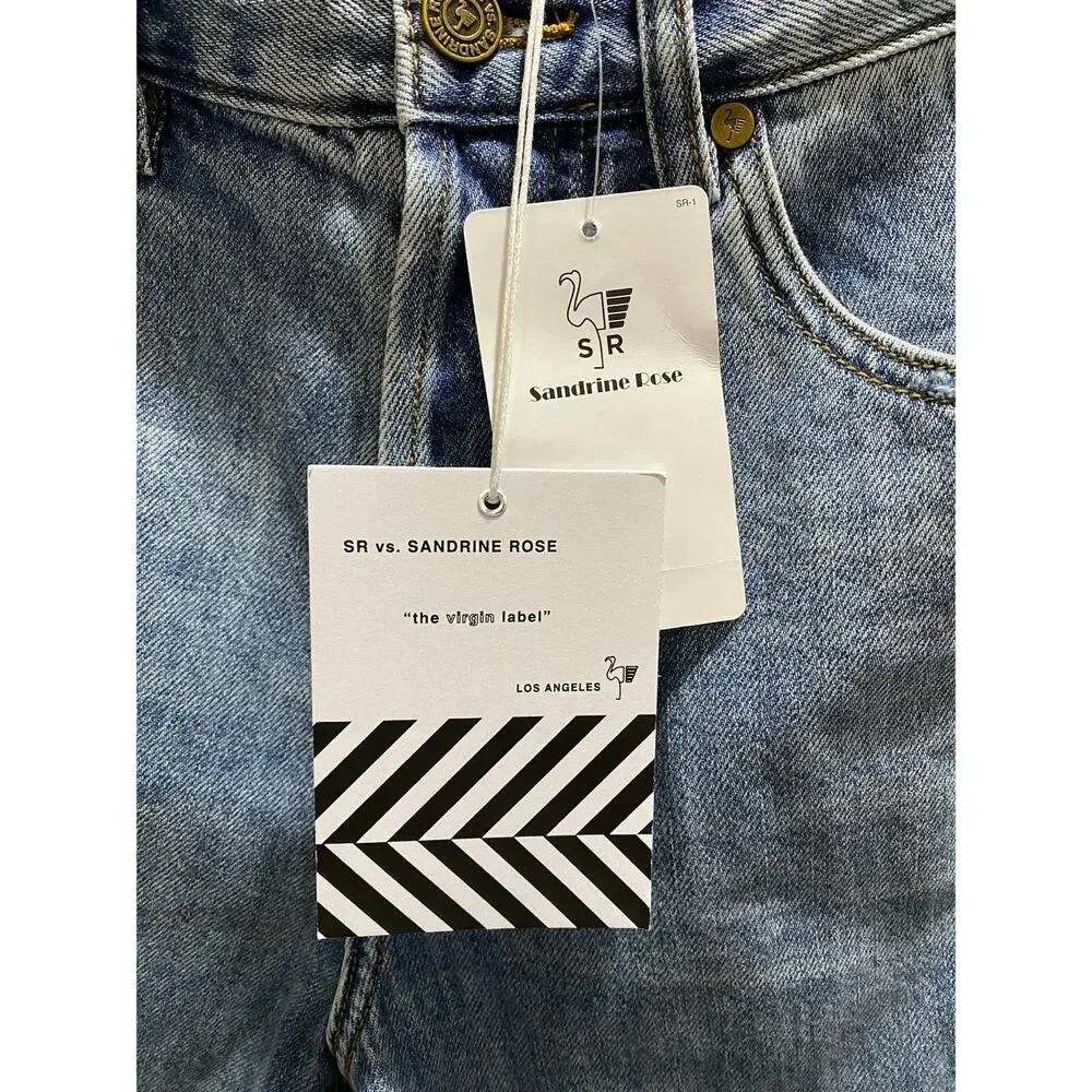 Sandrine Rose Free People Original‎ Blue Raw Hem Denim Bermuda Shorts Sz 28 New